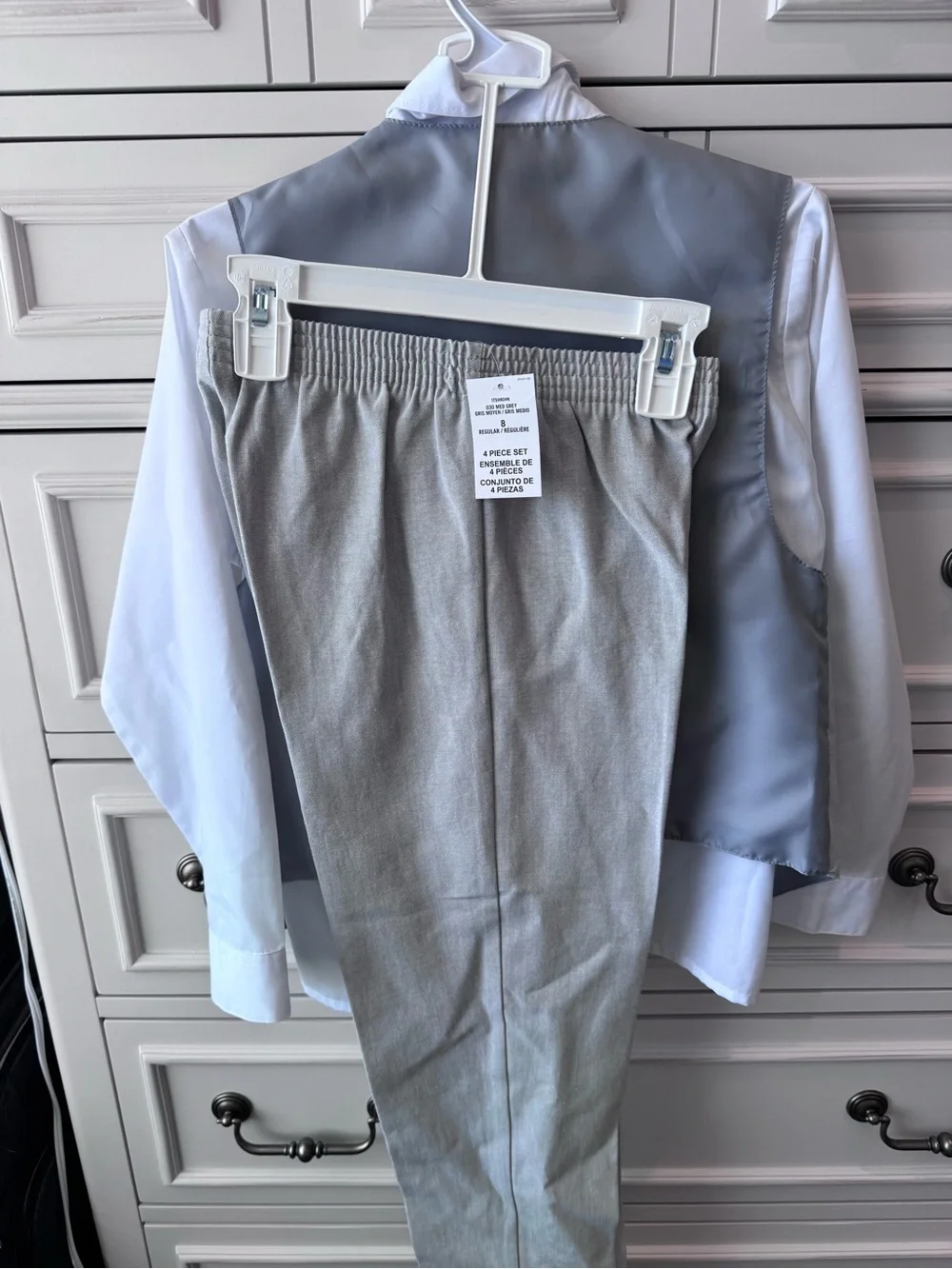RAFAEL Light Gray Vest & Pants with White Shirt and Blue Tie